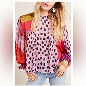 Anthropologie BI-nk Miranda Peasant Blouse Size XXS-S